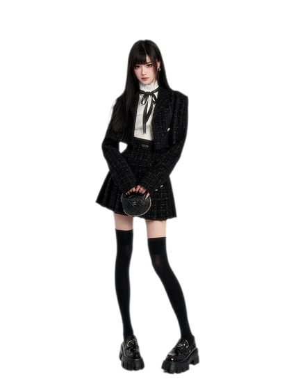 Tweed Ruffle Shirt Jacket Set