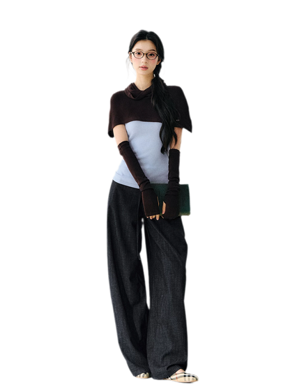 Faux Linen Wide Jeans