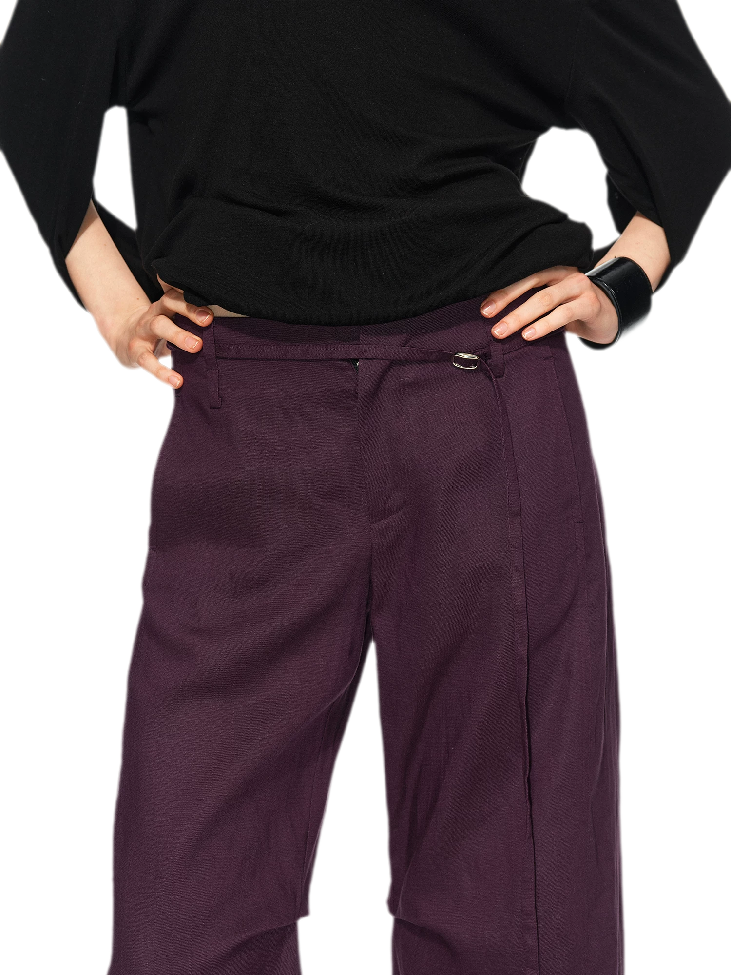 Linen Tencel Curved Pants