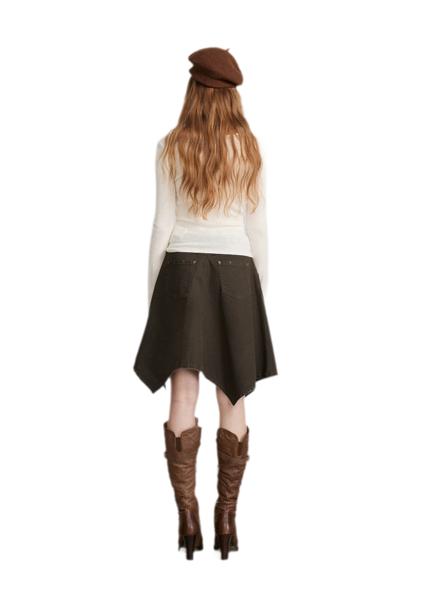 Cotton Utility Asymmetric Midi Skirt