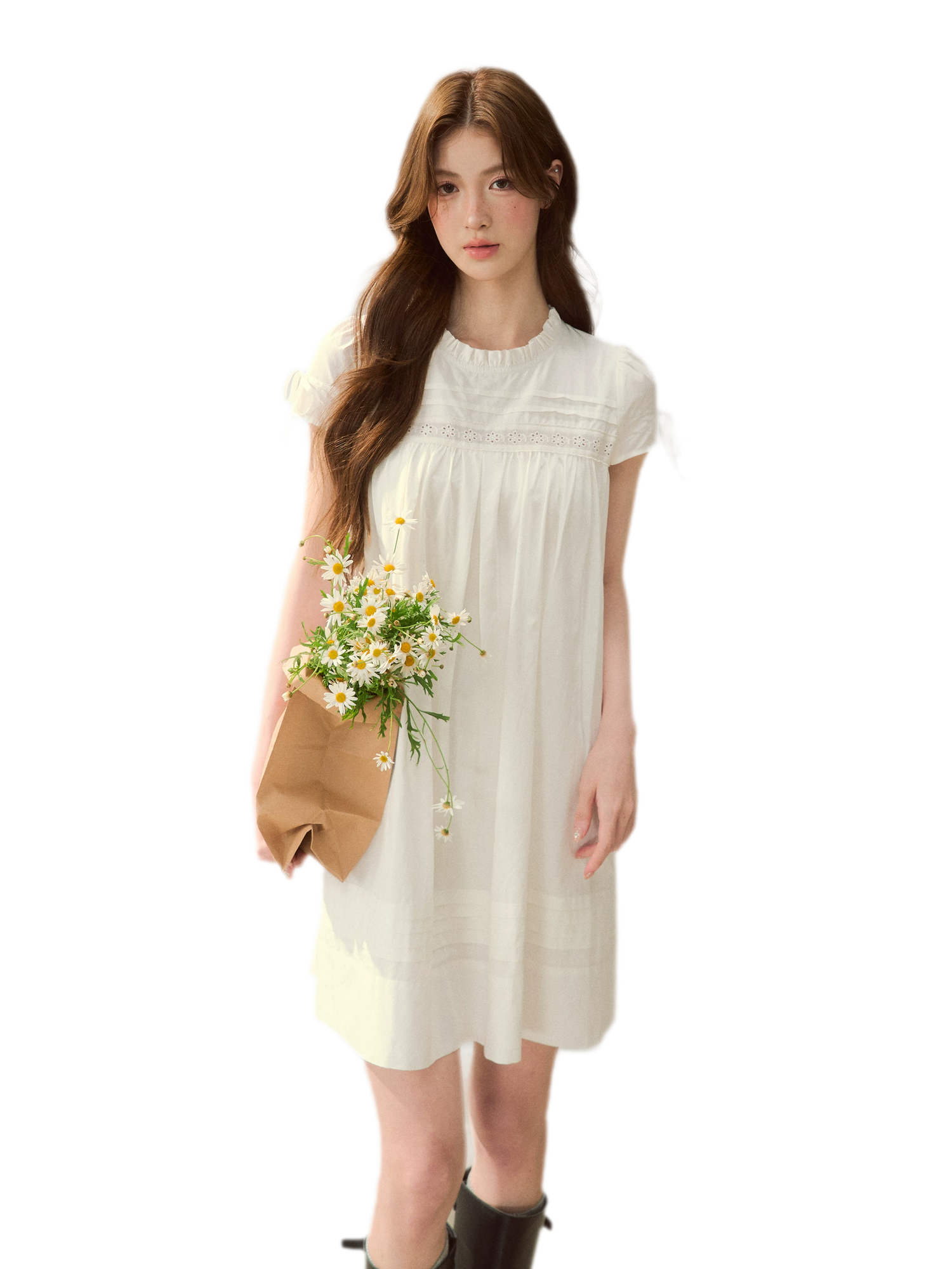 Embroidered Ruffle Dress