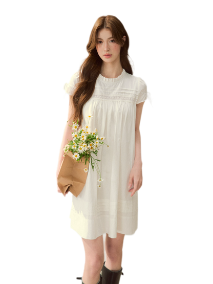 Embroidered Ruffle Dress