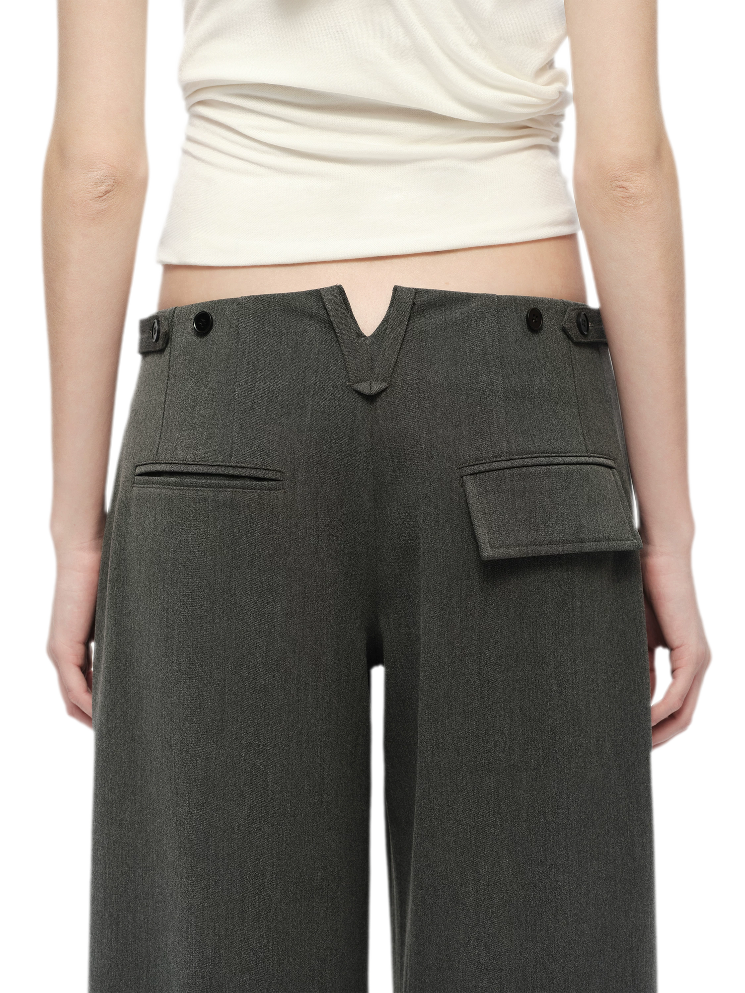 Gray Wide Leg Suit Pants