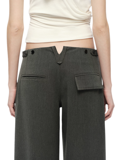 Gray Wide Leg Suit Pants