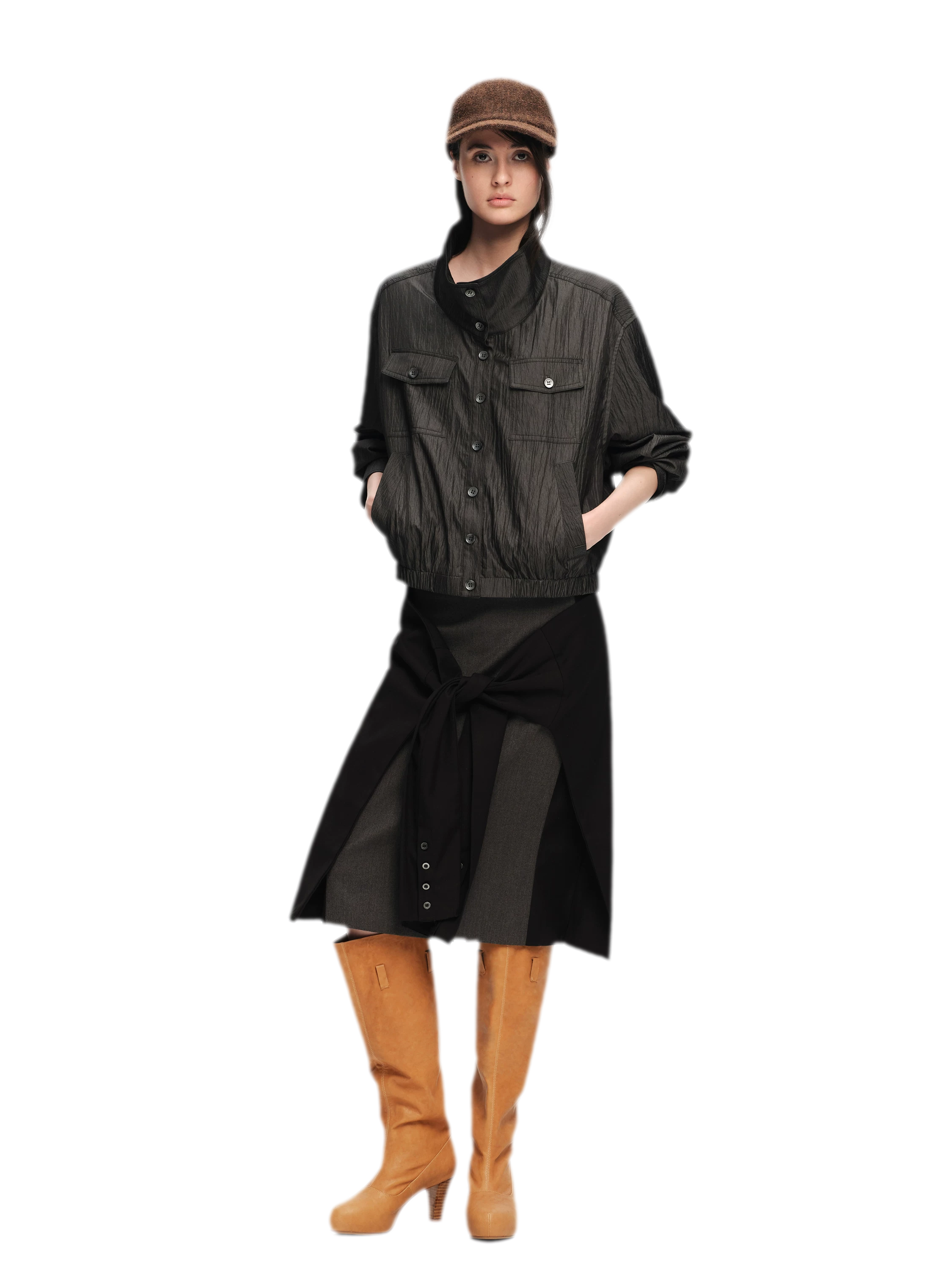 Lightweight High-Collar Cropped Jacket
