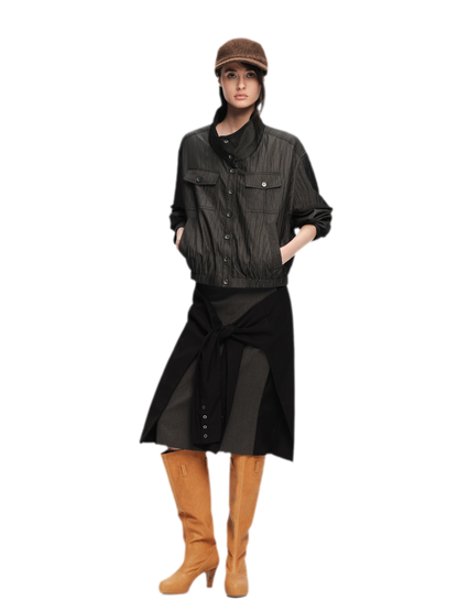 Lightweight High-Collar Cropped Jacket