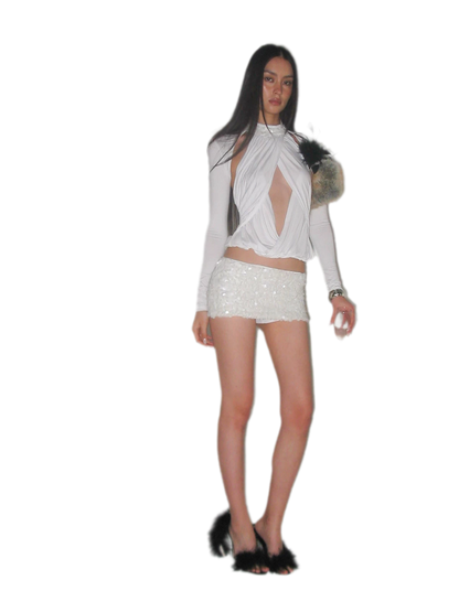 Sequin Drape Skirt Set