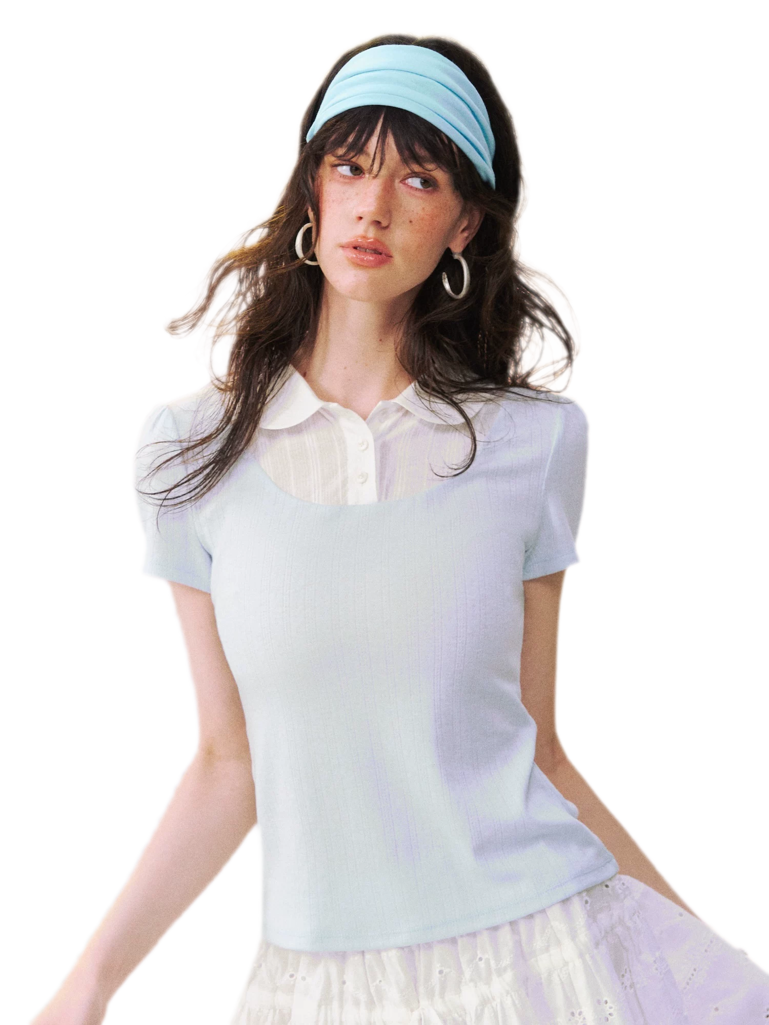 Faux Layered Collar T-Shirt
