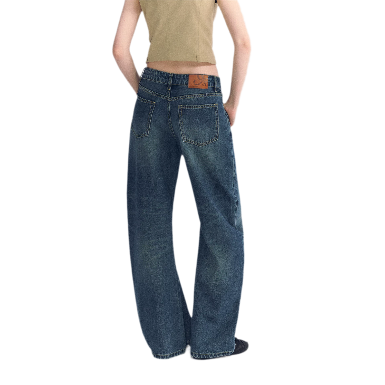 Vintage Wash Wide-Leg Jeans