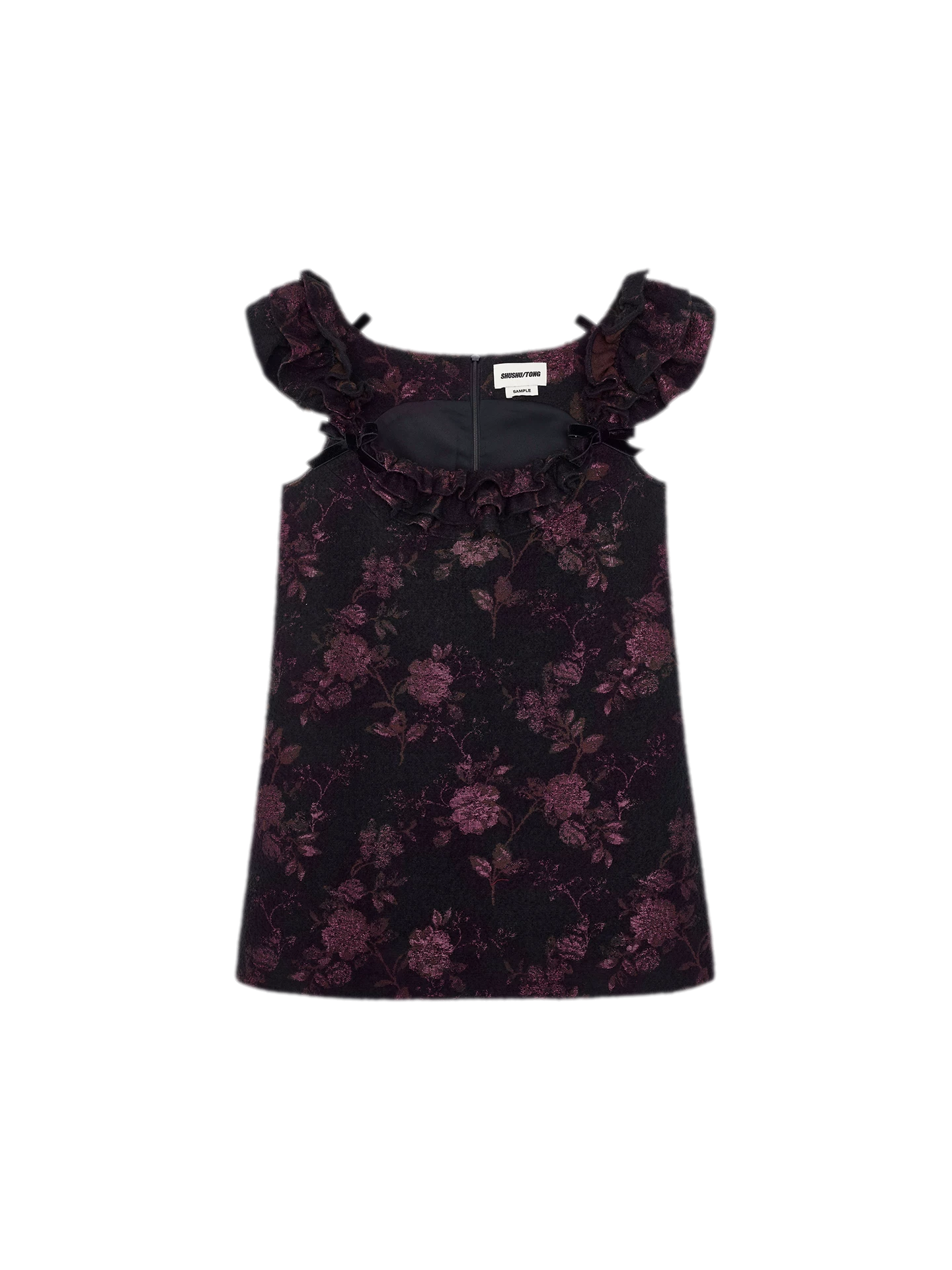 Floral Jacquard Ruffle Mini Dress