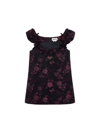 Floral Jacquard Ruffle Mini Dress
