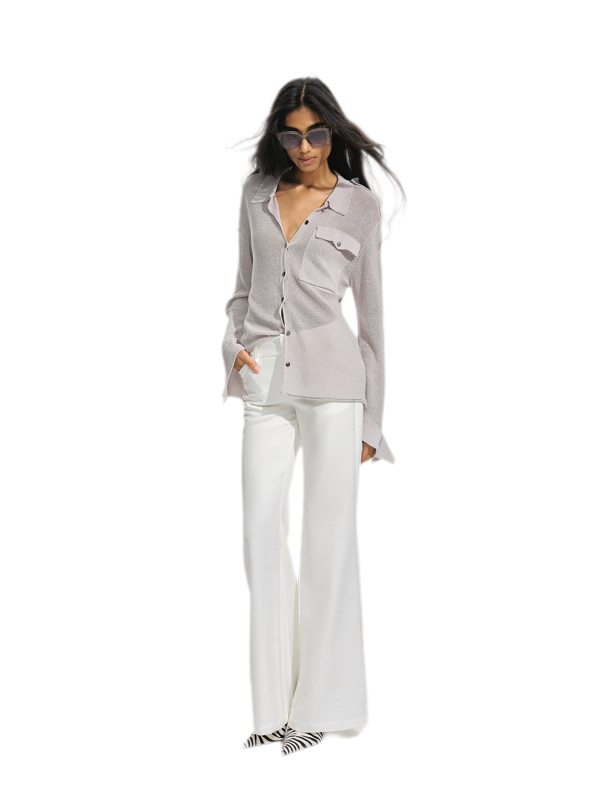 Uitlopende broek met accordeonplooien