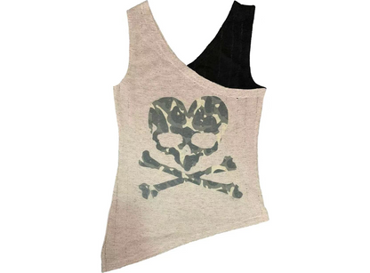 Distressed Skull Graphic Vest