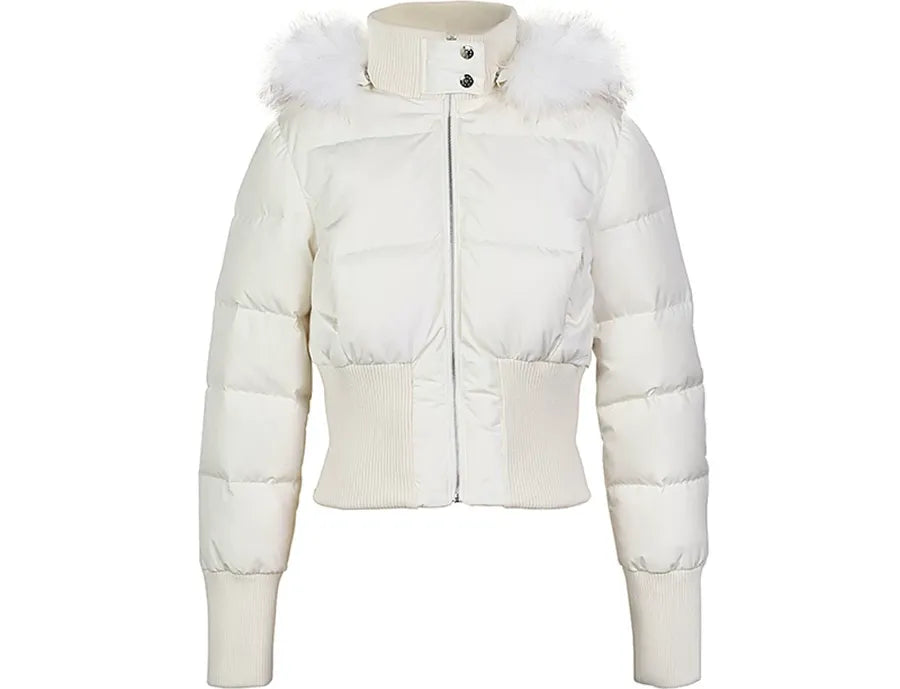 Cropped Faux Fur Down Jacket