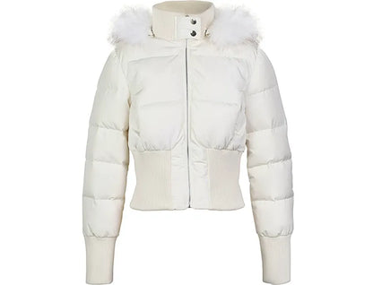 Cropped Faux Fur Down Jacket