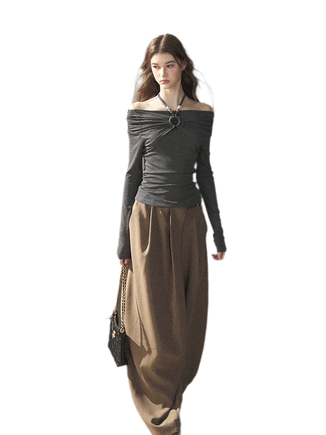 Ruching Off-Shoulder Tied Top