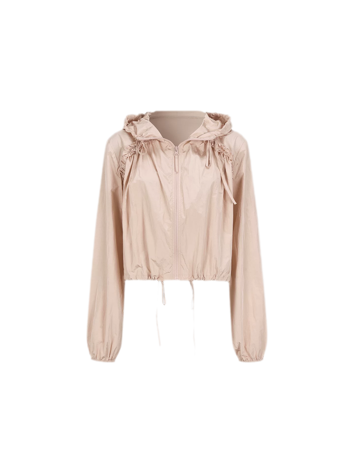 Nylon Ruffle Hooded Jacket