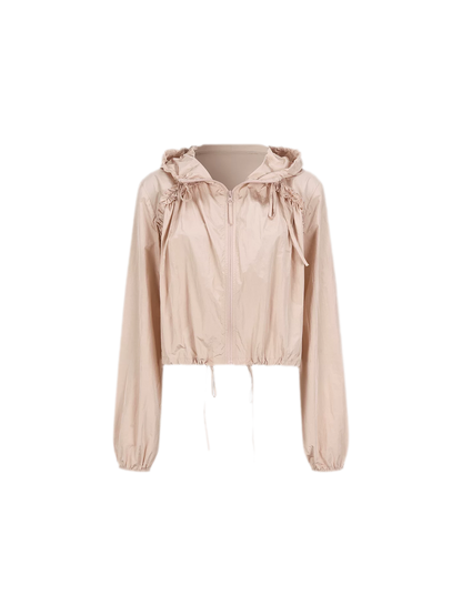 Nylon Ruffle Hooded Jacket