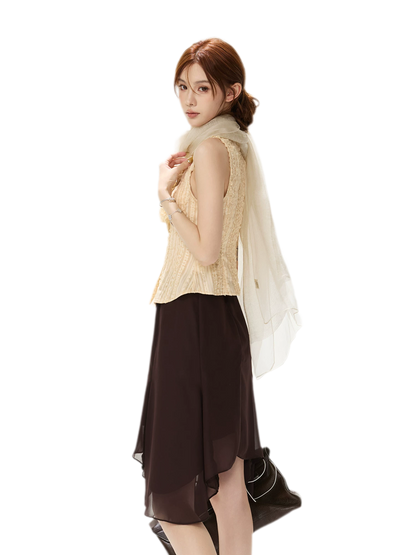 Drapey Asymmetrical Midi Skirt