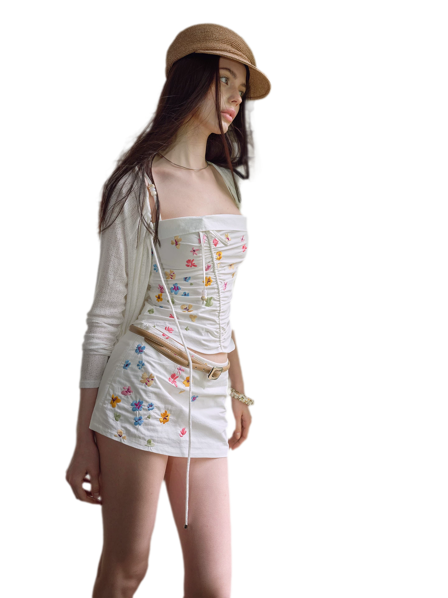Summer Hand-Painted Floral Embroidered Cotton Camisole