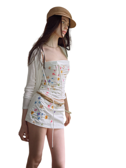 Summer Hand-Painted Floral Embroidered Cotton Camisole