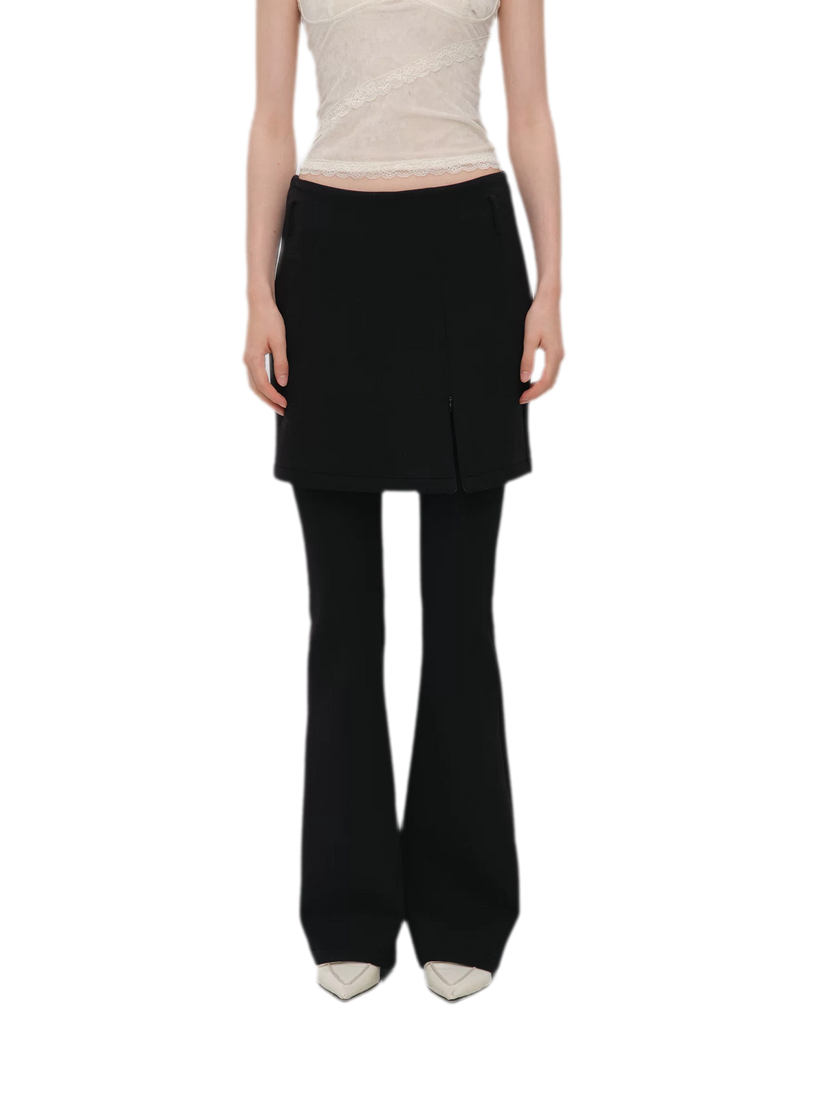 Layered Skirt Flare Pants