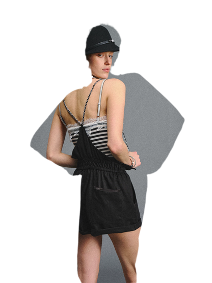 Chain Strap Suspender Shorts