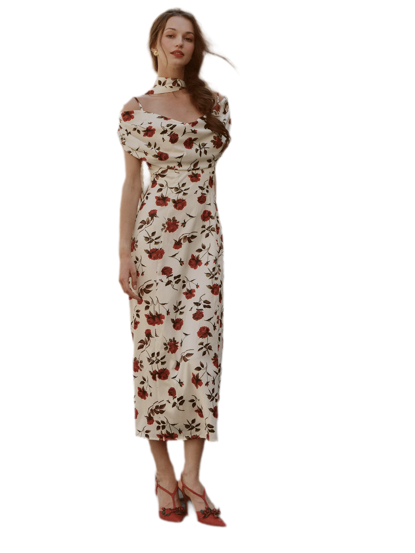 Floral Draped Maxi Dress