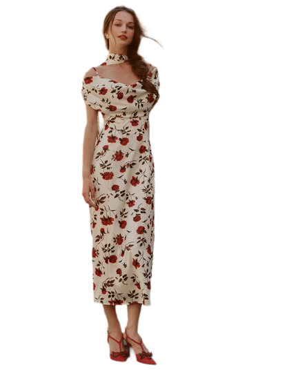 Floral Draped Maxi Dress