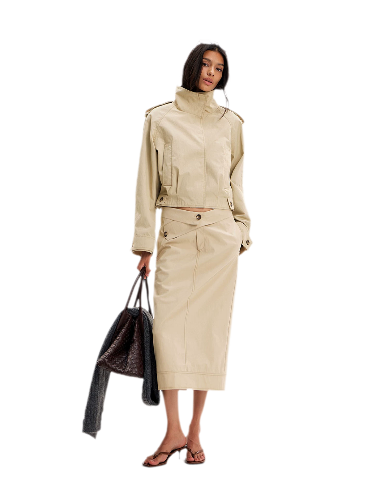 Structured High-Waisted Midi Skirt