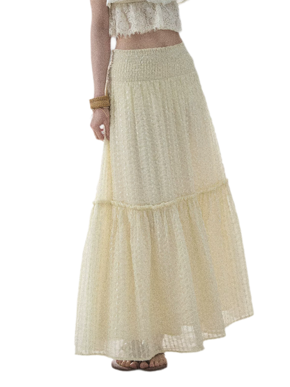 "Waves of Wheat" French Lace Midi Skirt