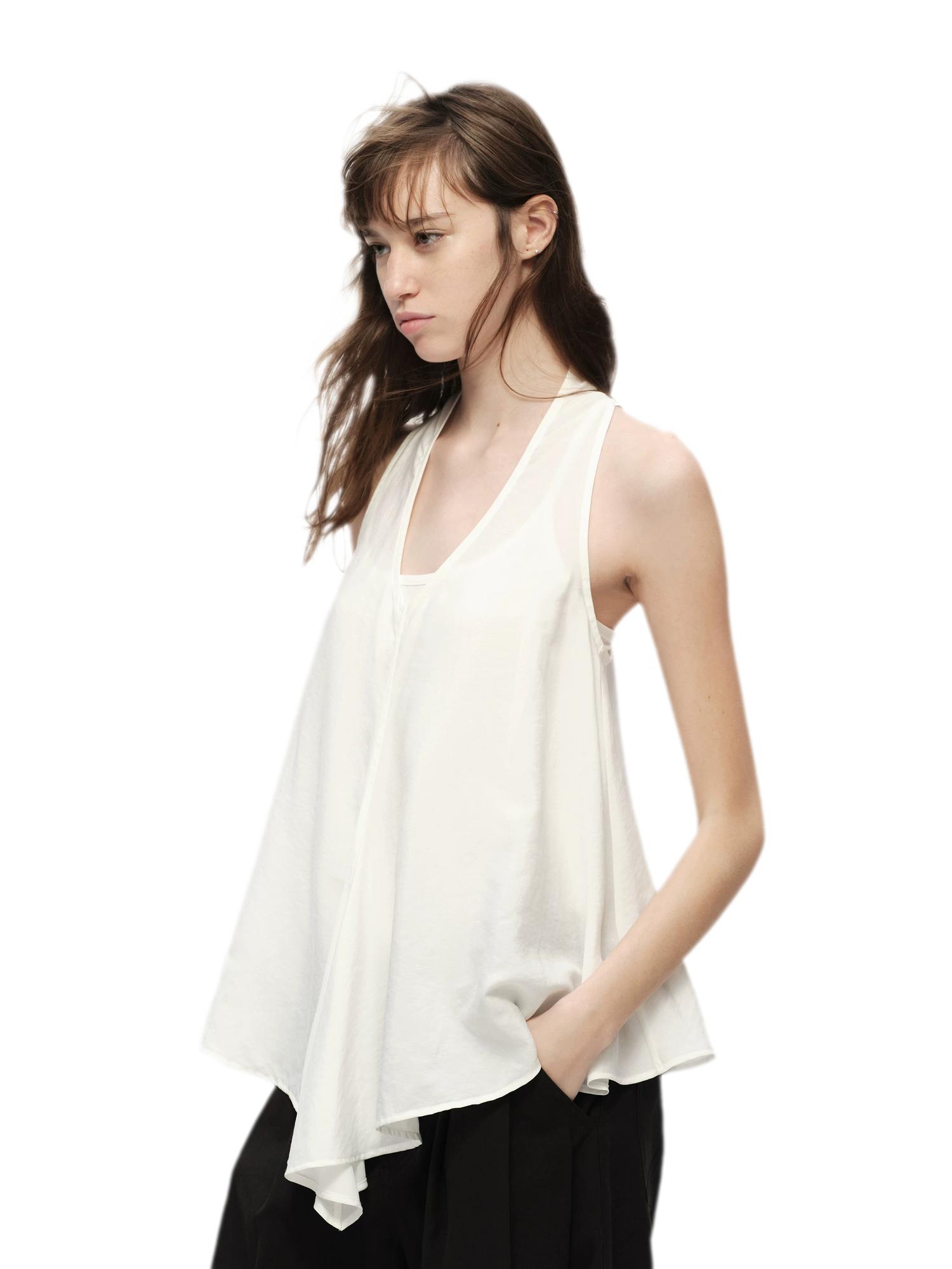 White Lyocell V-Neck Cami