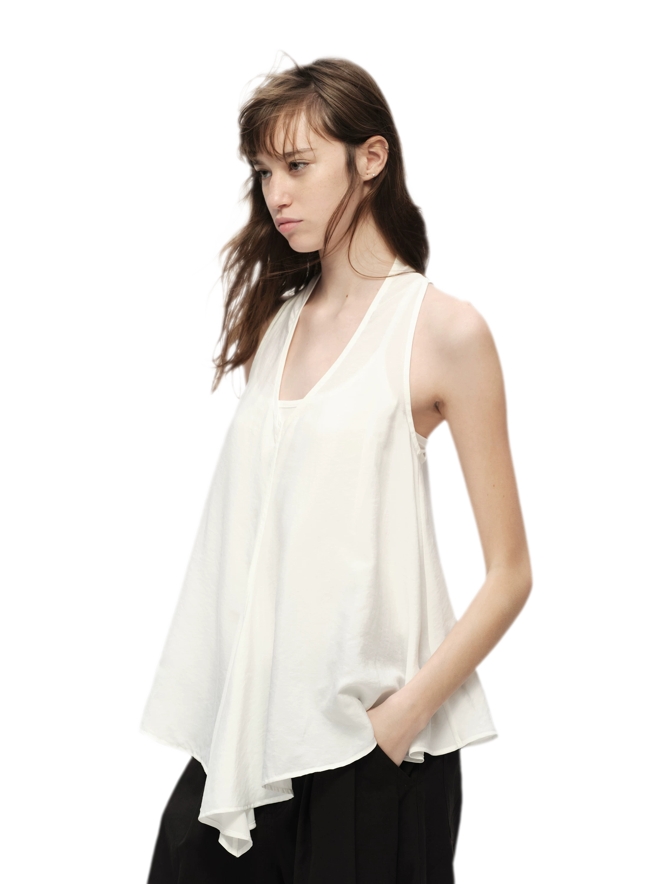 White Lyocell V-Neck Cami