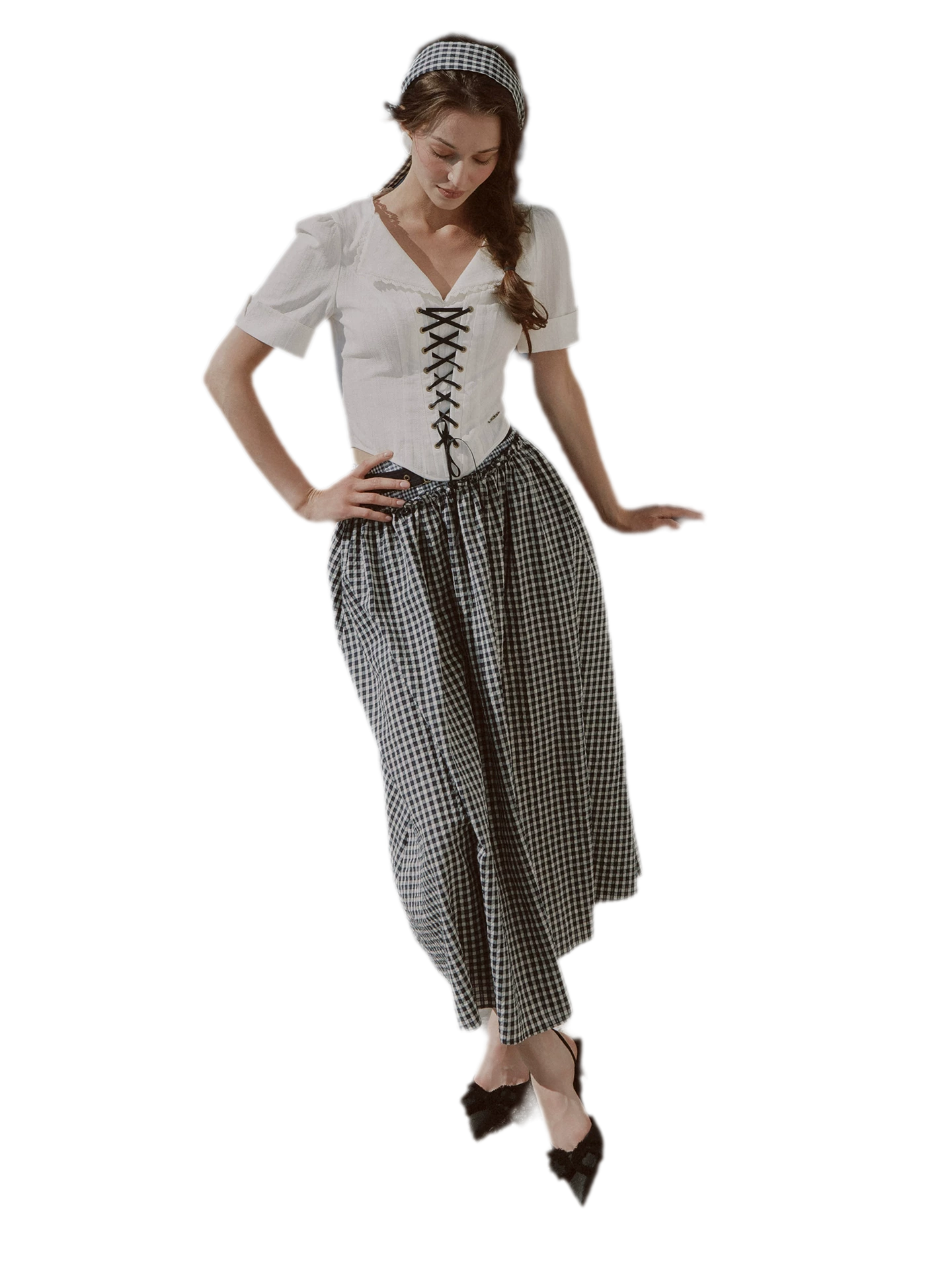 Jacquard Sailor Collar Skirt Set