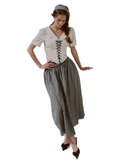 Jacquard Sailor Collar Skirt Set