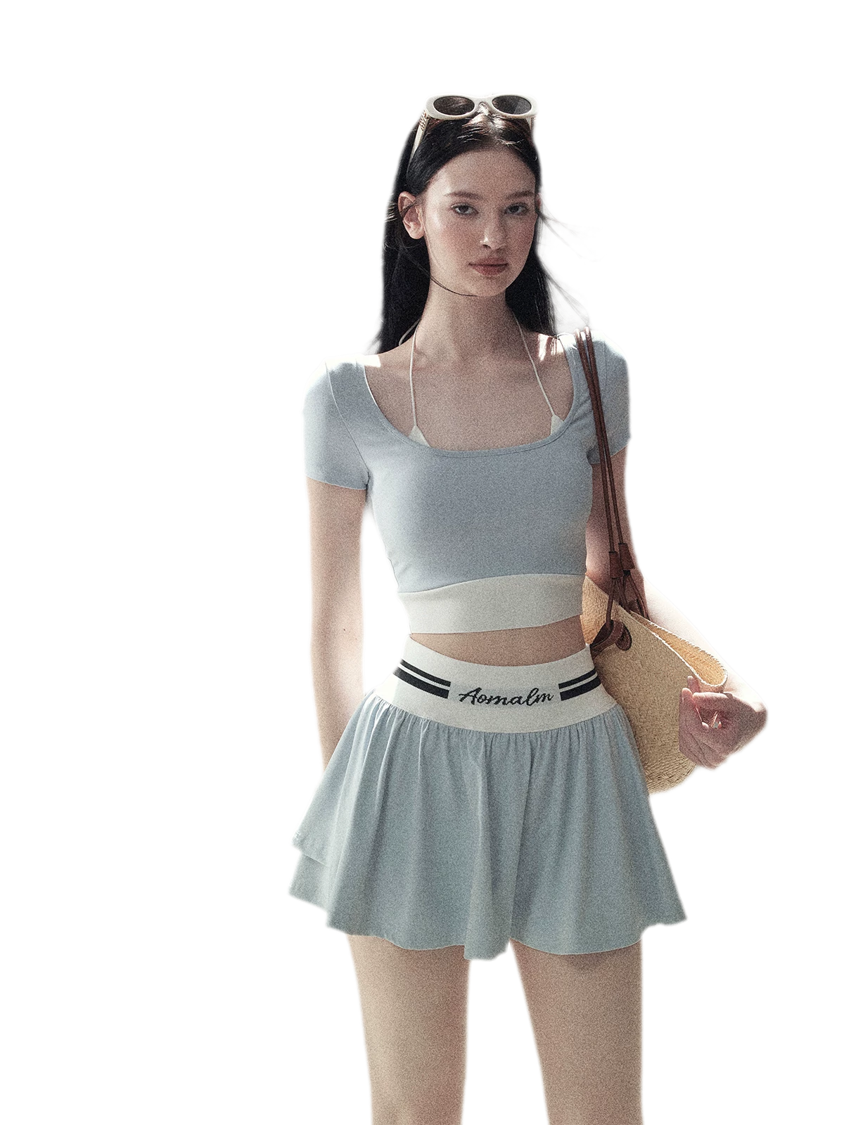 Contrast Layered Tennis Skort Set