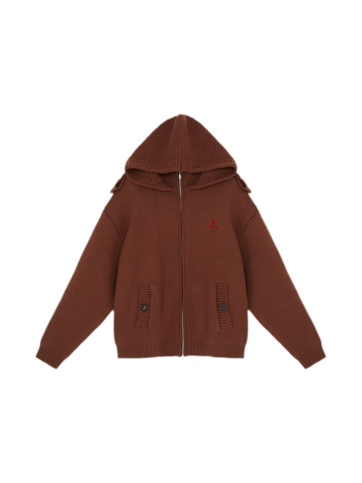 Wool Hooded Zip Knit Jacket