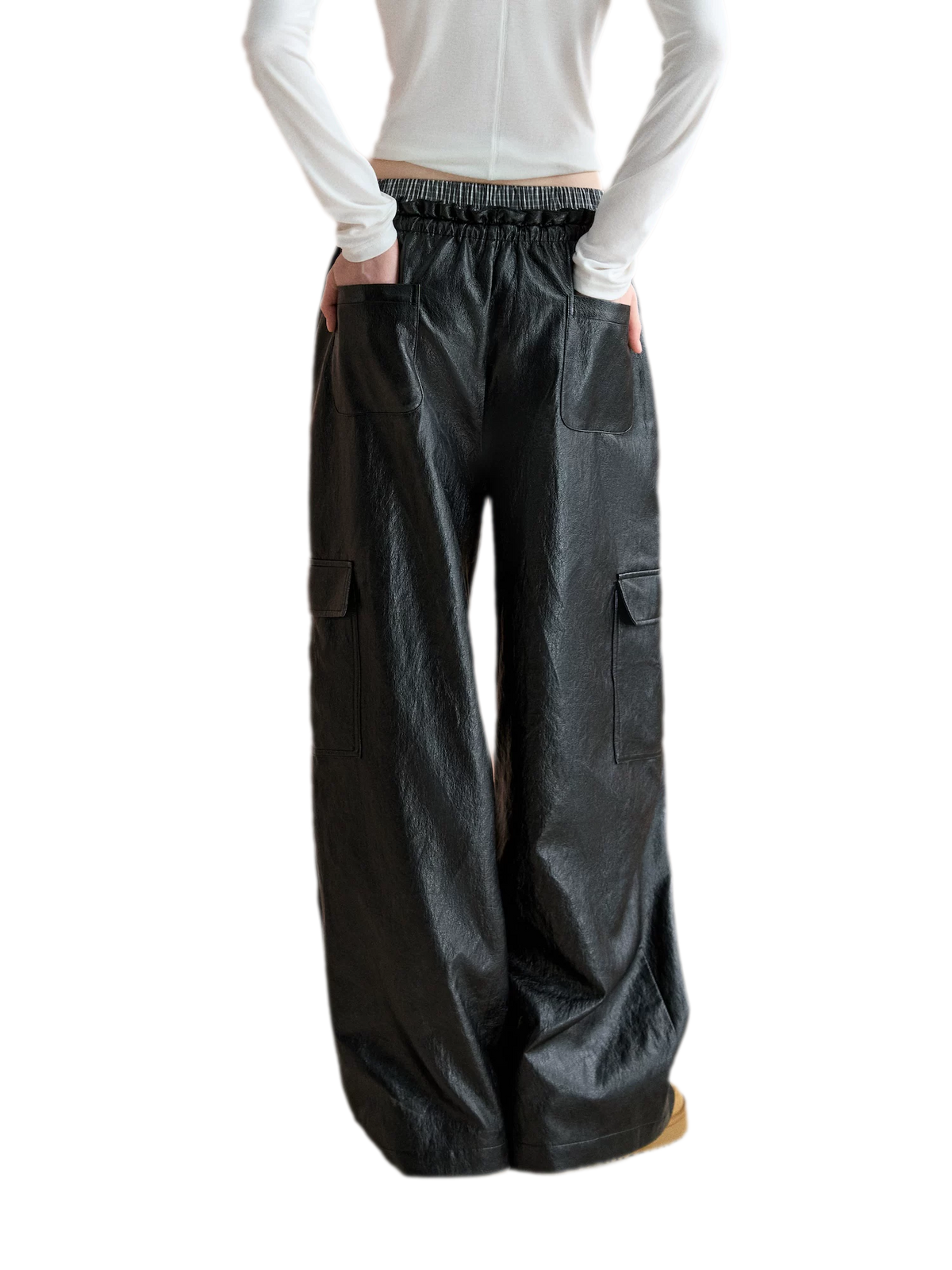 Matte Wide-Leg Cargo Pants