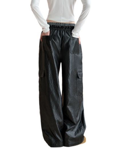 Matte Wide-Leg Cargo Pants