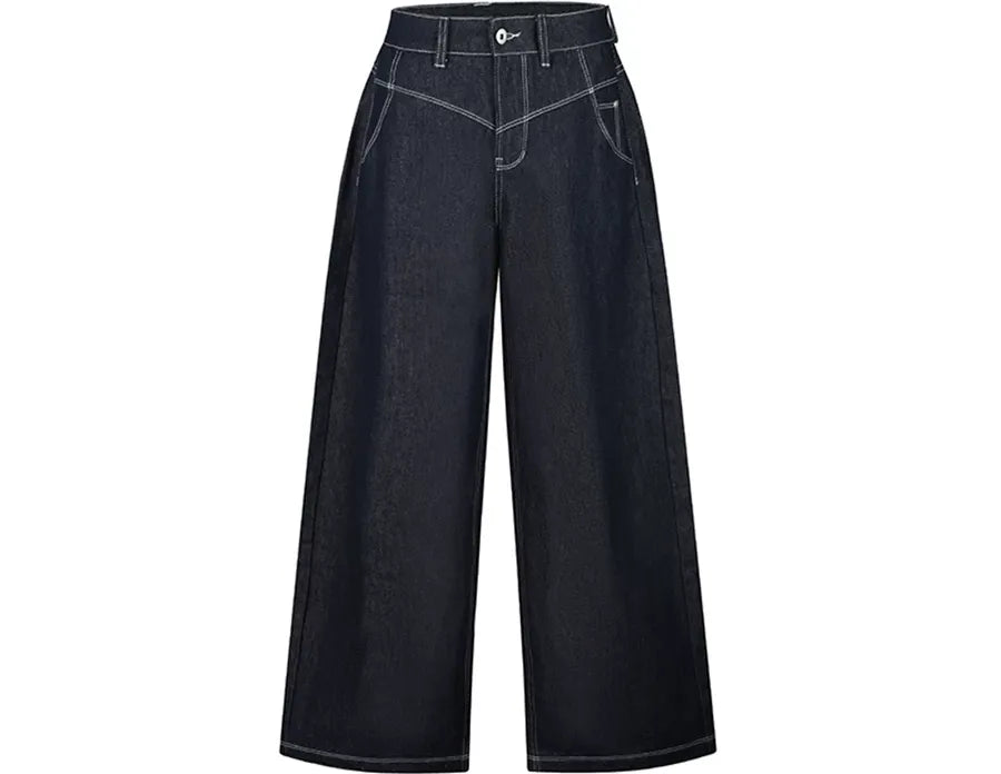 Wide-Leg Raw Denim Pants