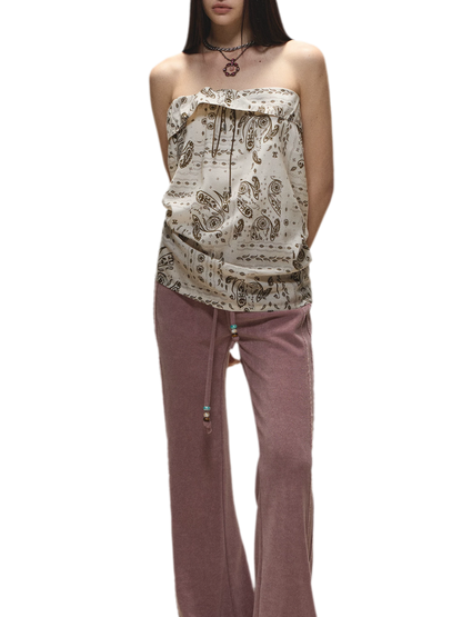 Vintage Holiday Style Relaxed Paisley Silk Top