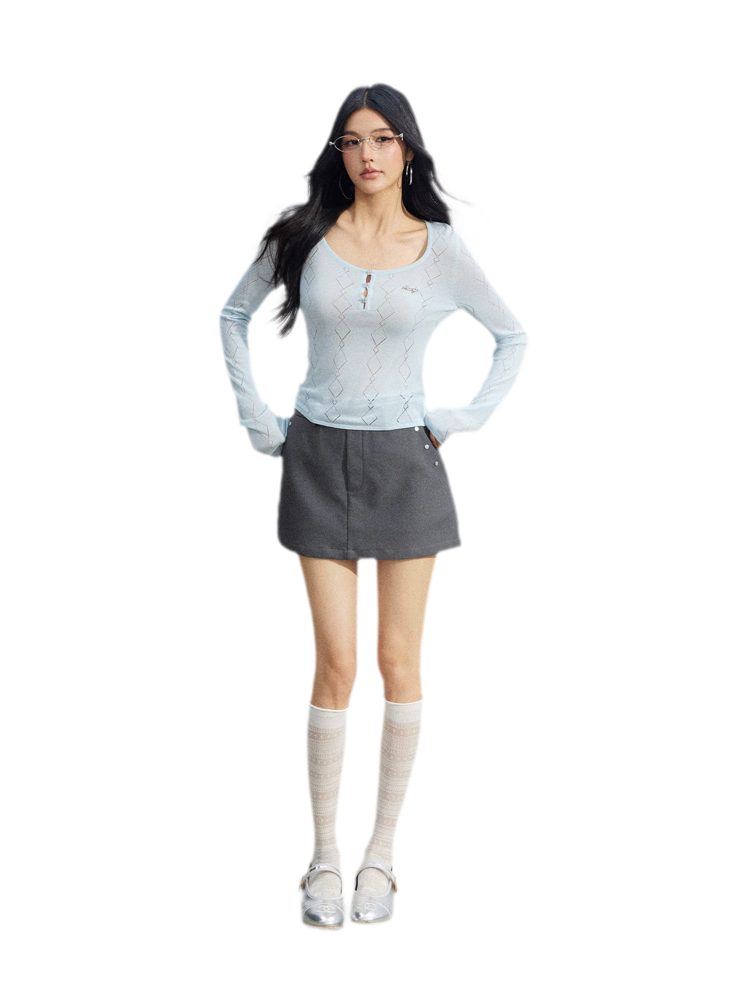 Ice Silk Hollow Knit Top
