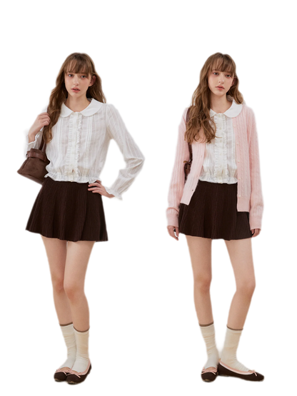 Textured Ruffle Cropped Shirt