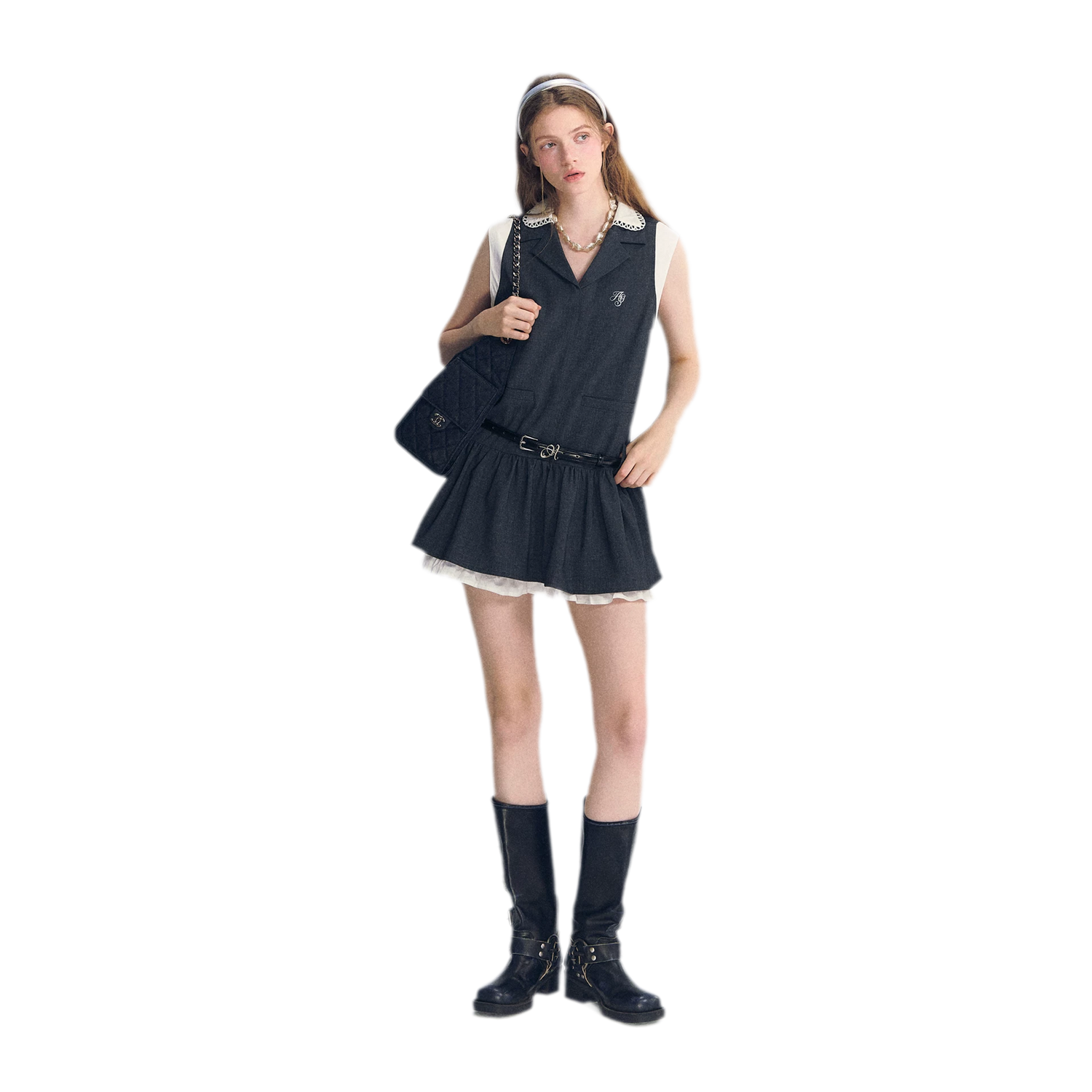 Contrast Collar Cami Dress
