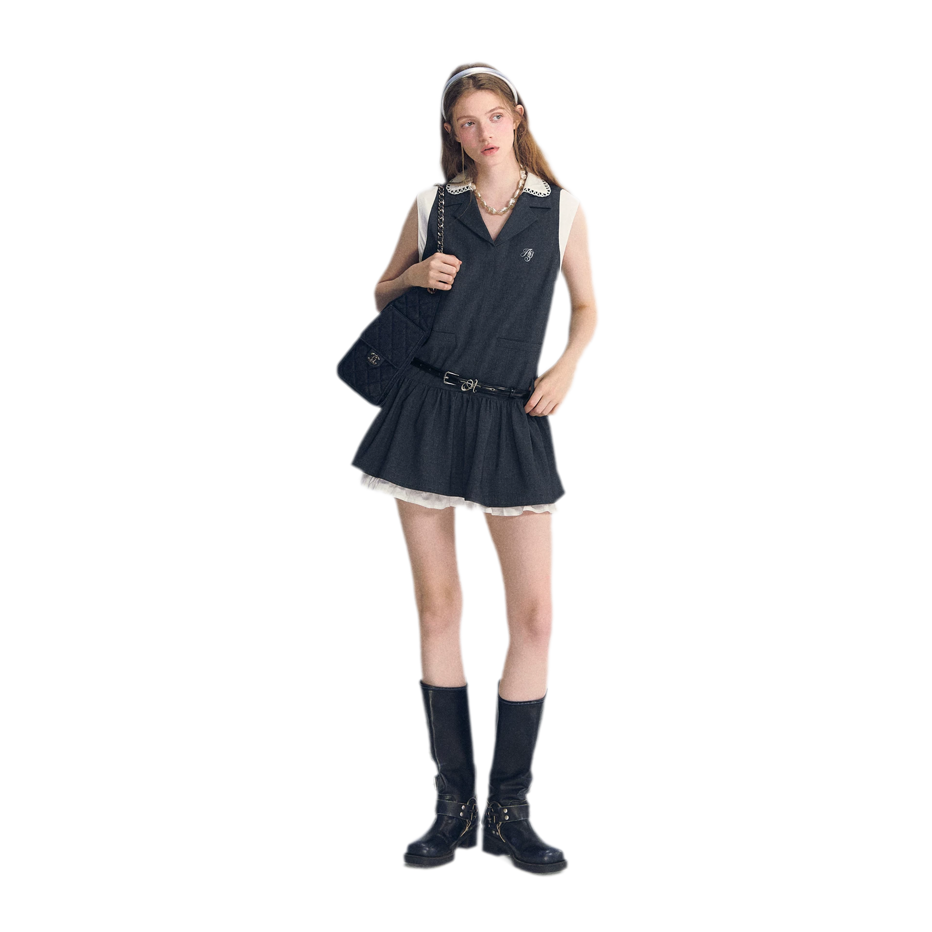 Contrast Collar Cami Dress