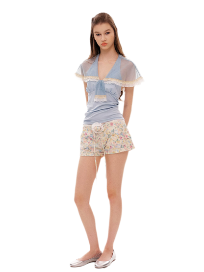 Dotted Mesh Halter Top