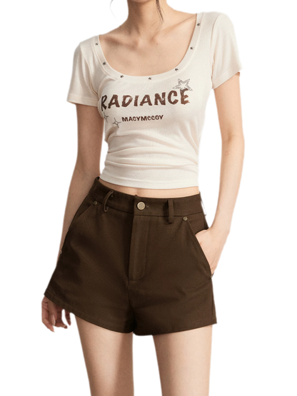 Rhinestone Cotton Summer Shorts