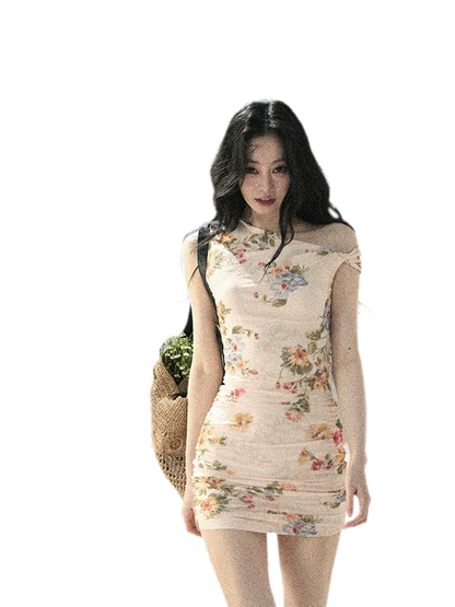 French Floral Mesh Dress