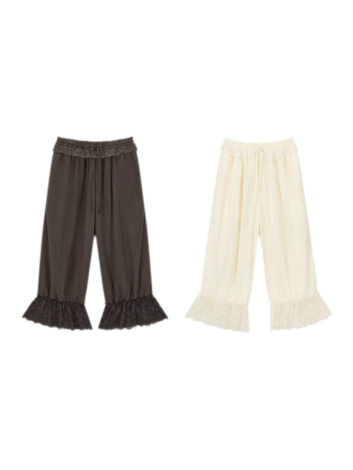 Relaxed Fit Tencel Lace Patchwork Wide Leg Pants