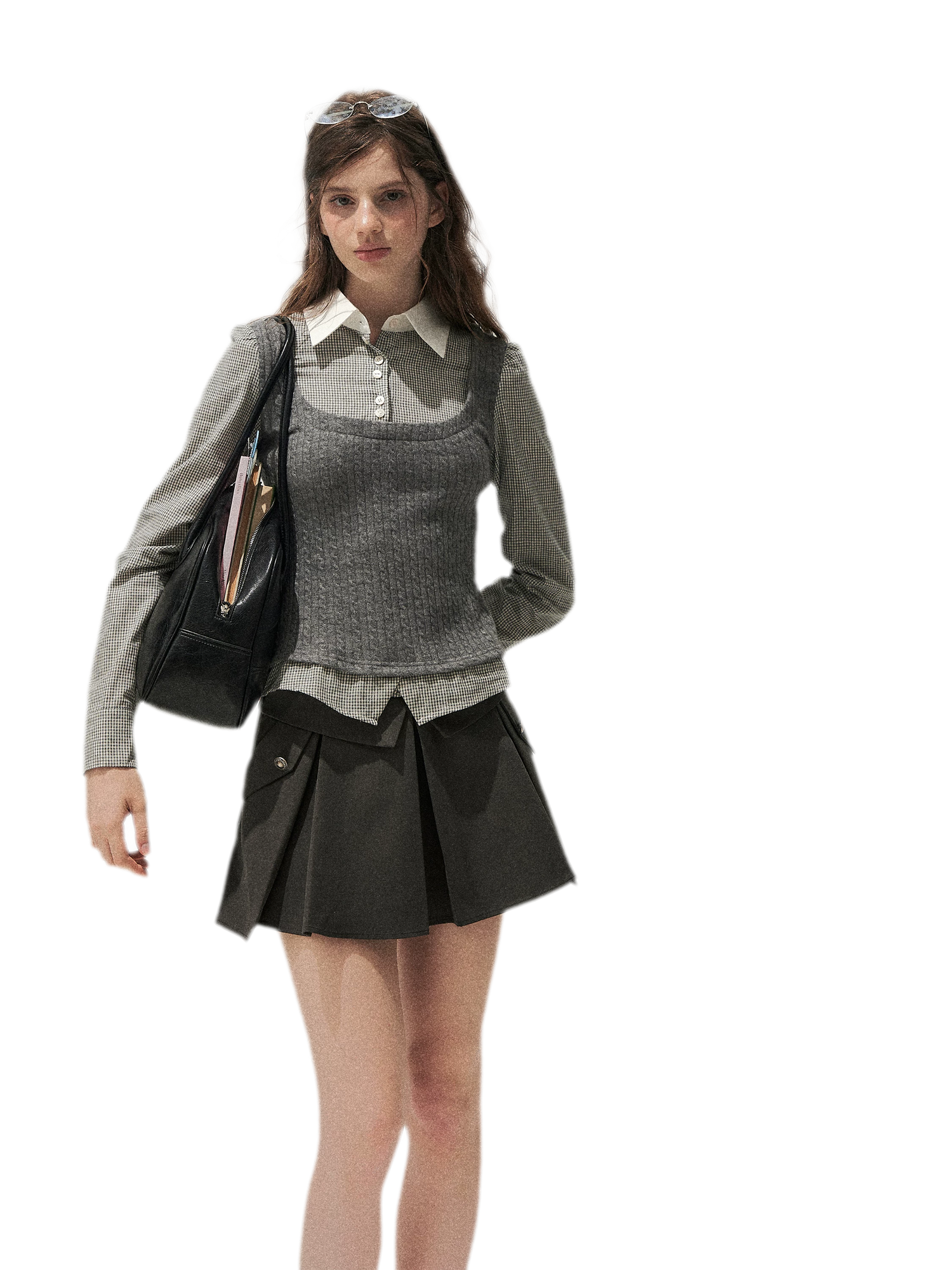 Lyocell Cotton Pleated Mini Skirt